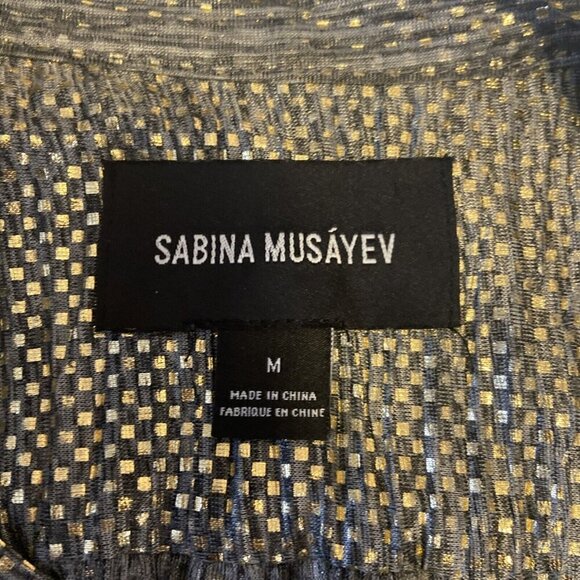 Anthropologie X Sabina Musayev Dress Size M Eugine Gold Gray Accordian Tie Date - Picture 9 of 13